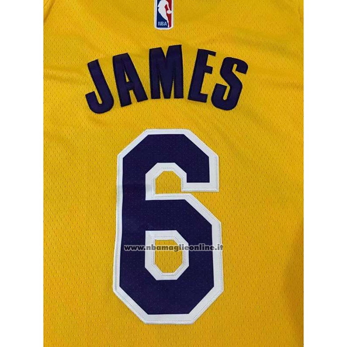 Maglia Los Angeles Lakers LeBron James #6 Icon 2021-22 Giallo